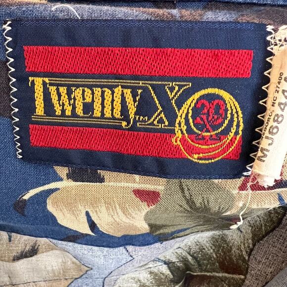 Wrangler Twenty X Hawaiian Shirt Tropical Print Button Down Men's Sz Medium Blue - Picture 8 of 9